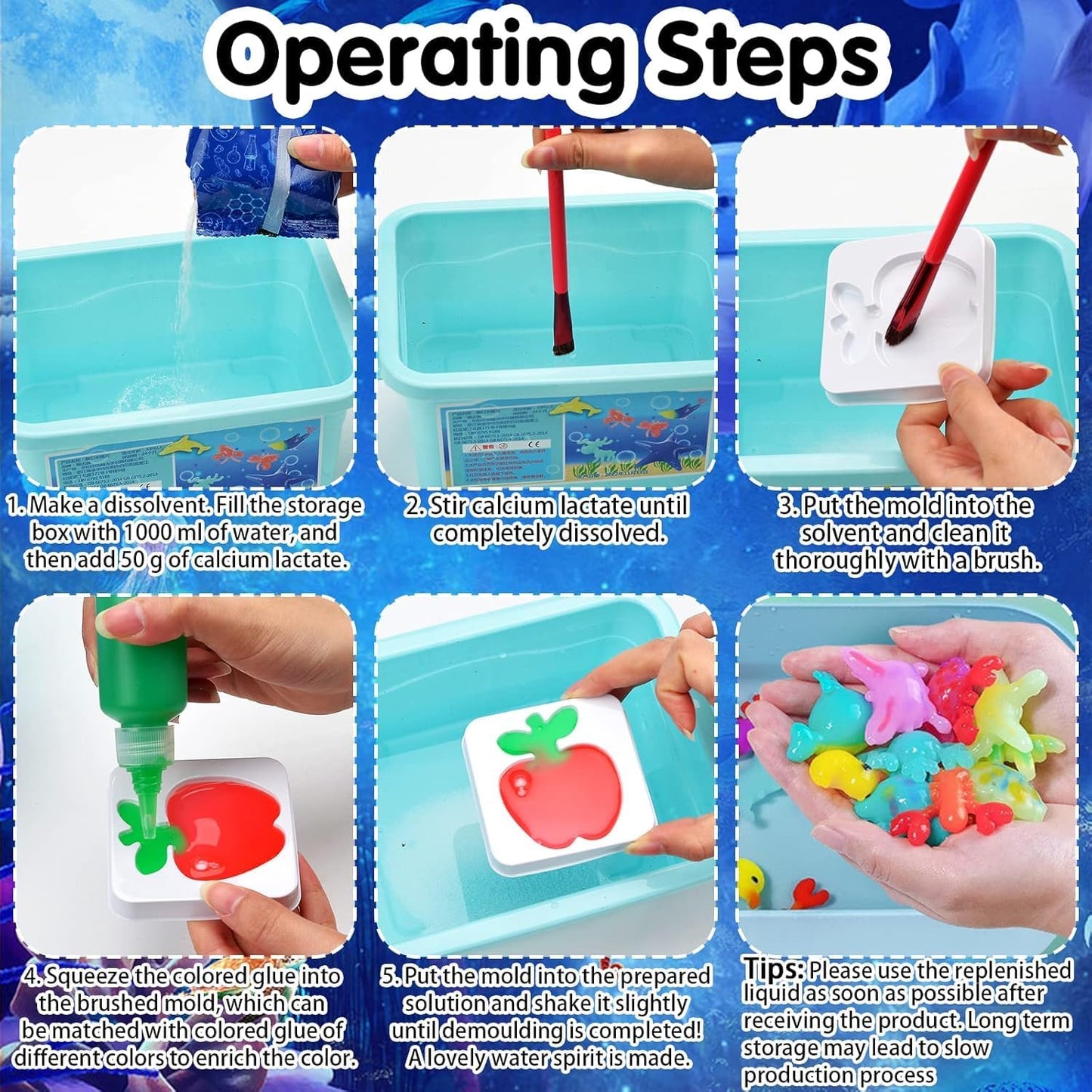 3D Water Spirit Magic Art ELF Craft Kit Water Gel Toys Mould Jelly Activity Fun Educational Soft Squeeze Birthday Gift for Boys Girls