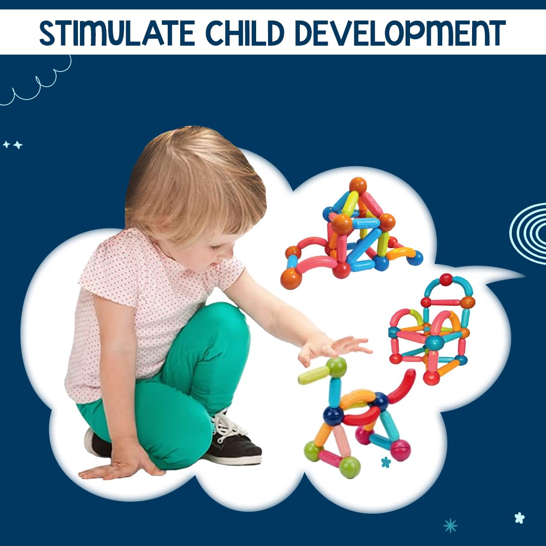 Magnetic Stick Building Blocks Brain Games for Kids - 52pc