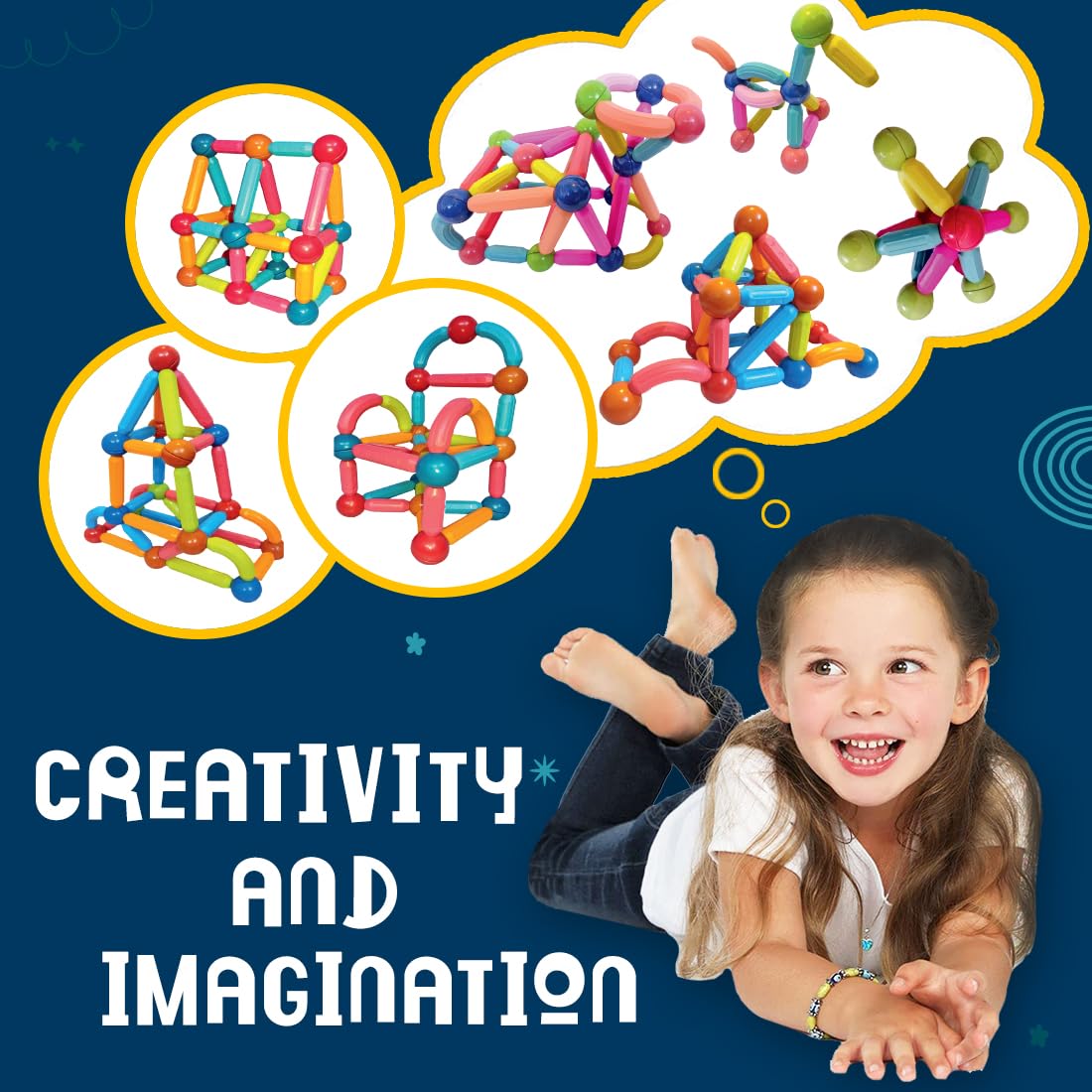 Magnetic Stick Building Blocks Brain Games for Kids - 52pc