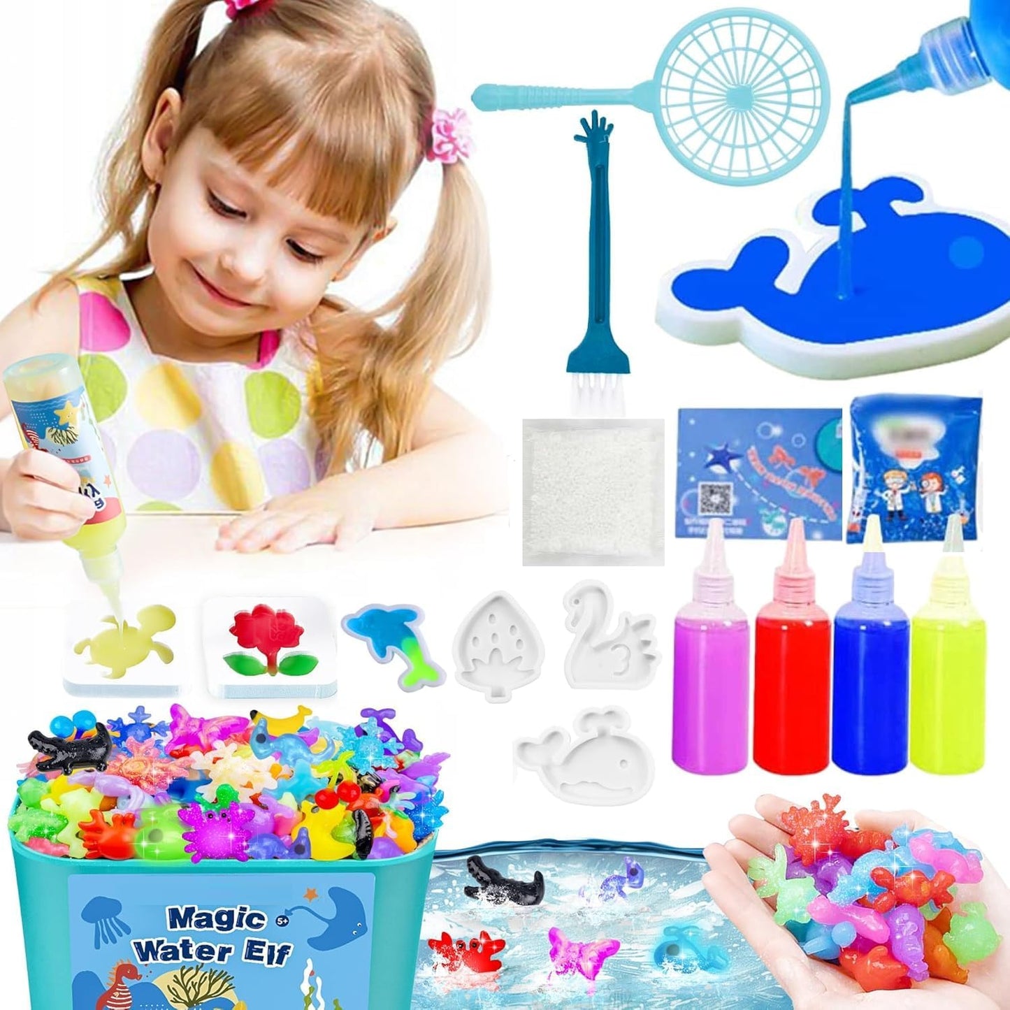 3D Water Spirit Magic Art ELF Craft Kit Water Gel Toys Mould Jelly Activity Fun Educational Soft Squeeze Birthday Gift for Boys Girls
